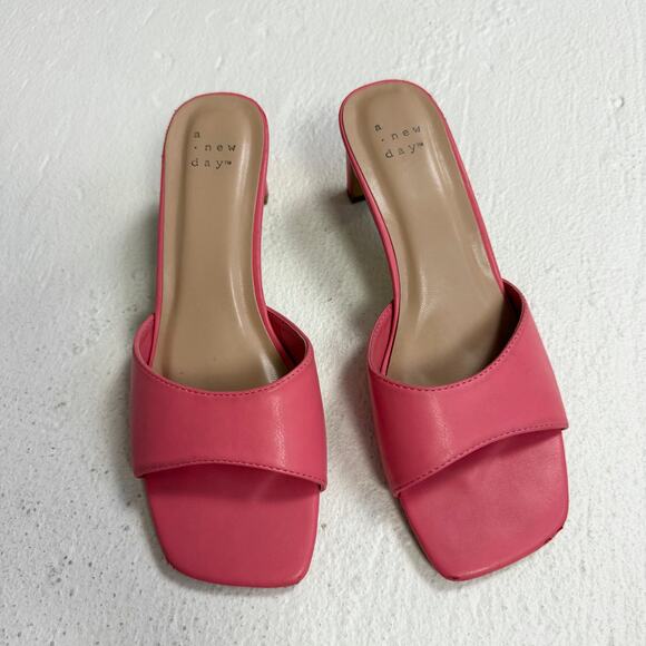 A New Day Peach Pink Lindie Heeled Mules, Size 6.5 - Picture 2 of 9